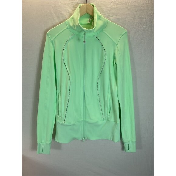 Lululemon Asana Jacket Neon Green‎ Size 8 Full Zip worn once - Picture 1 of 7